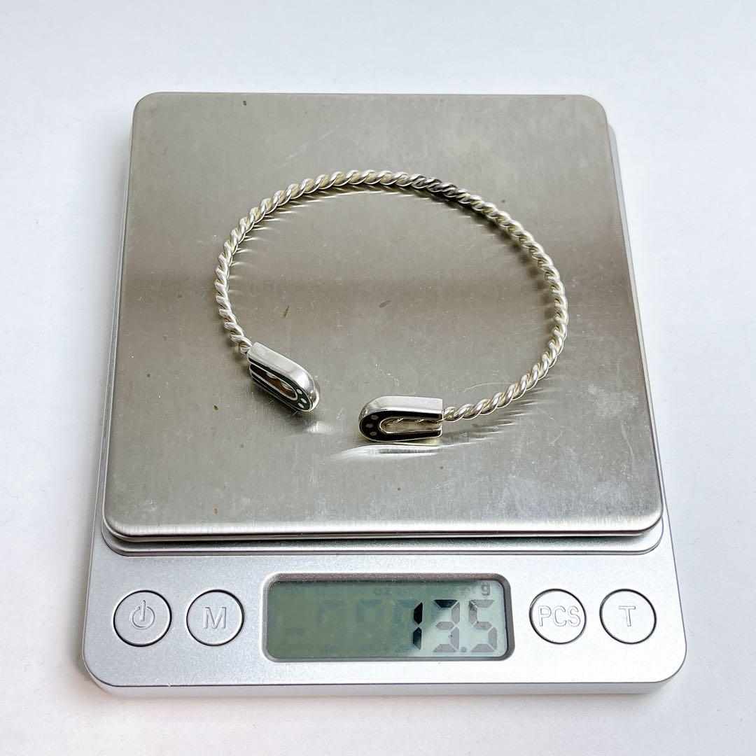 グッチ　ヴィンテージ　ツイスト　ホースシュー　バングル　グリーン　925