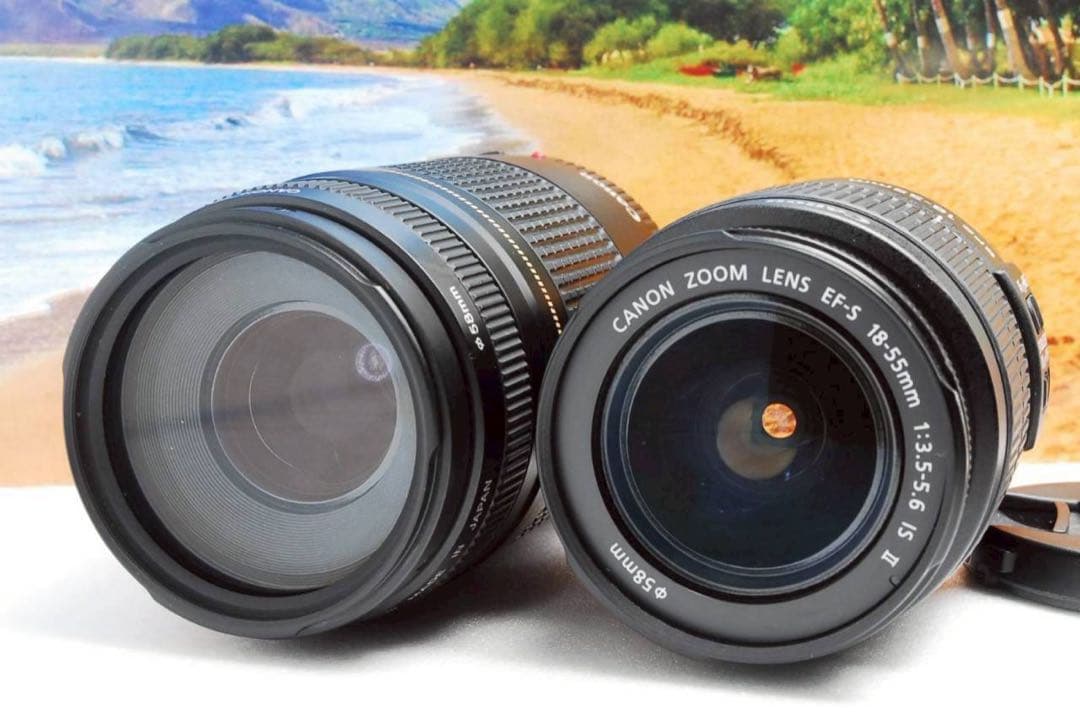 軽量✨運動会にも◎canon kiss X7 ダブルレンズ 一眼レフ スマホ転送