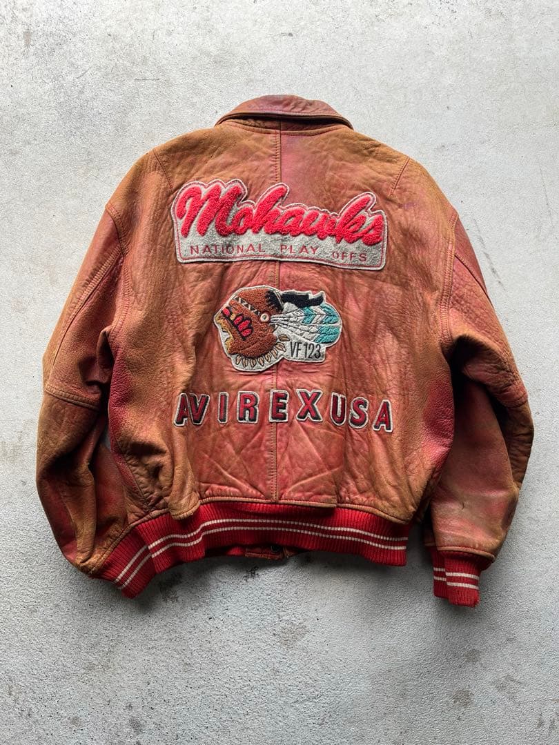 90s AVIREX レザースタジャン MLBナショナルリーグプレーオフワッペン