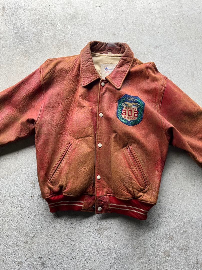 90s AVIREX レザースタジャン MLBナショナルリーグプレーオフワッペン