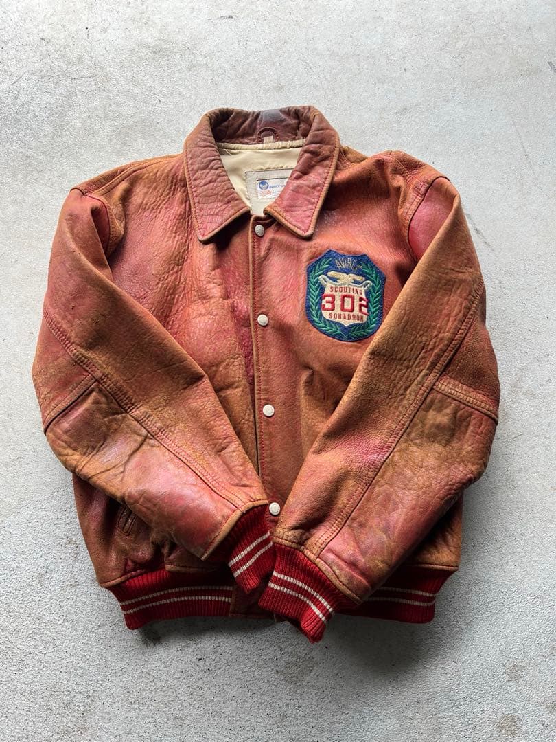 90s AVIREX レザースタジャン MLBナショナルリーグプレーオフワッペン