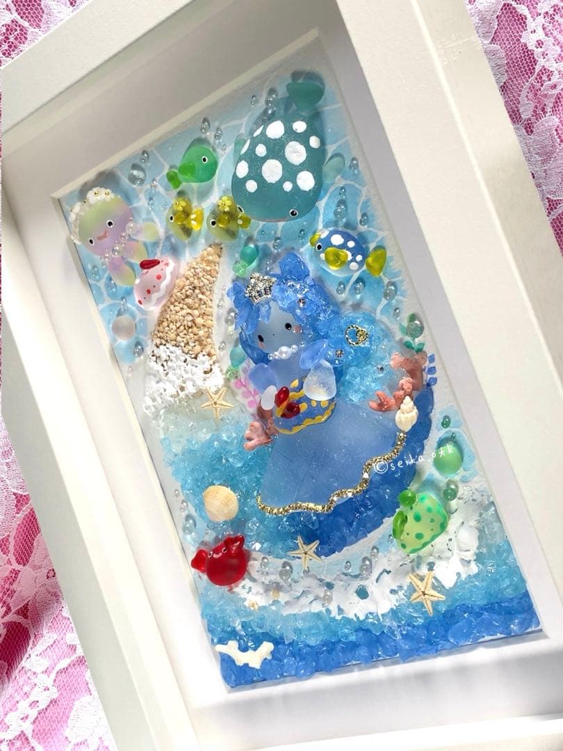 海のお月様 ウミウシのプリンセス インテリア シーグラスアート アクアリウム 鮫