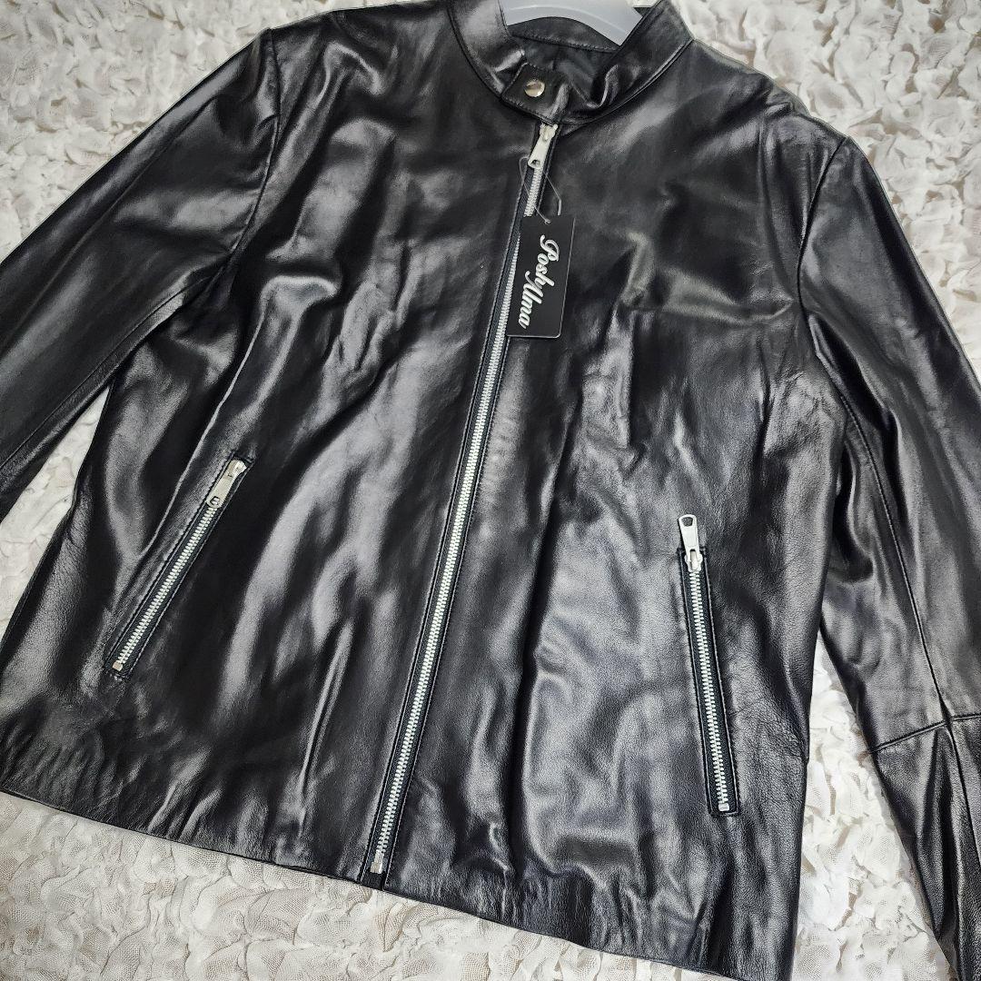 りんご新品未使用 ポッシュアロマ シングルライダース レザージャケットXL