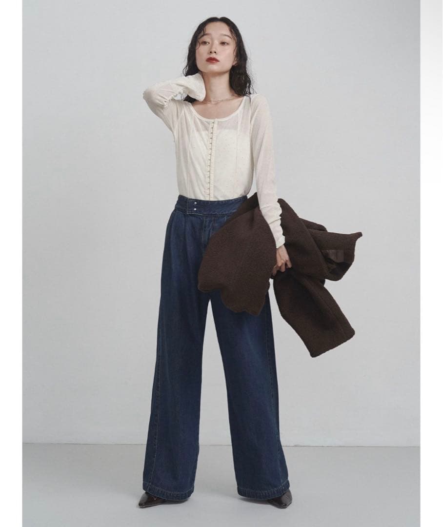 2WAYシアーベロアホックデザイントップス