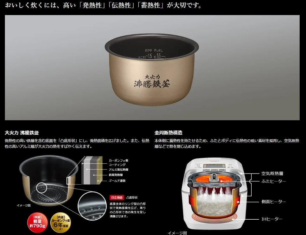 【新品未使用】日立 圧力＆スチームIH炊飯器 RZ-V100FM 5.5合炊き