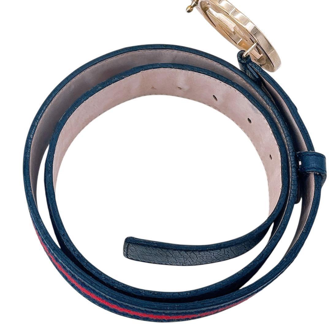 希少GUCCI/ベルト/シェリーライン/インターロッキング/レザー/M918T