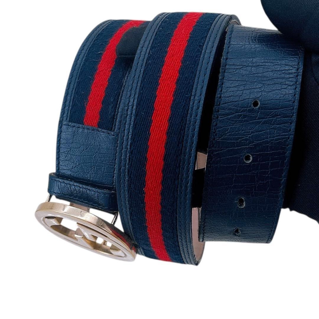 希少GUCCI/ベルト/シェリーライン/インターロッキング/レザー/M918T