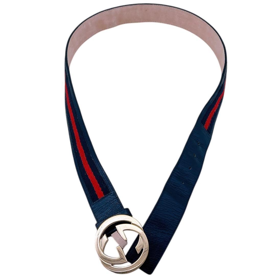 希少GUCCI/ベルト/シェリーライン/インターロッキング/レザー/M918T