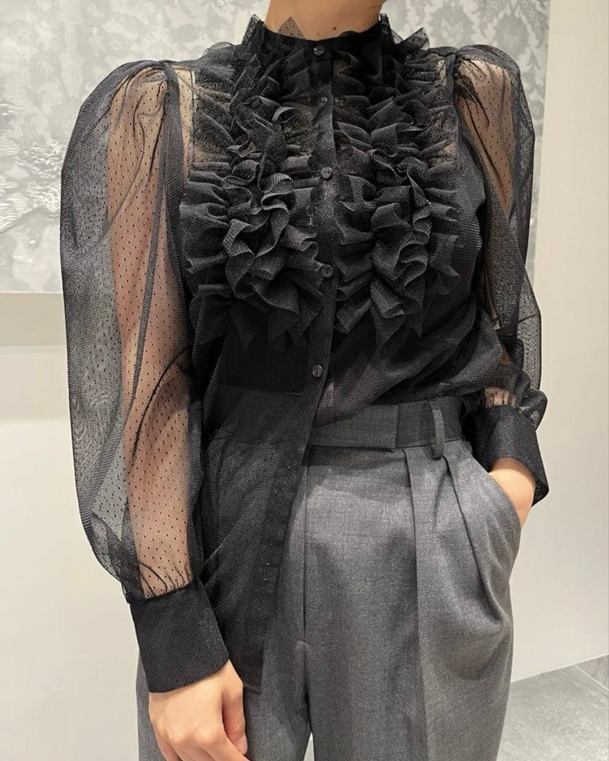 エストネーション♡ドットフリルチュールブラウス