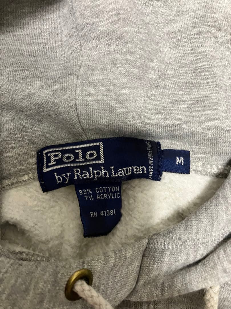 90s ポロラルフローレン ポロベア スウェット パーカー M グレー