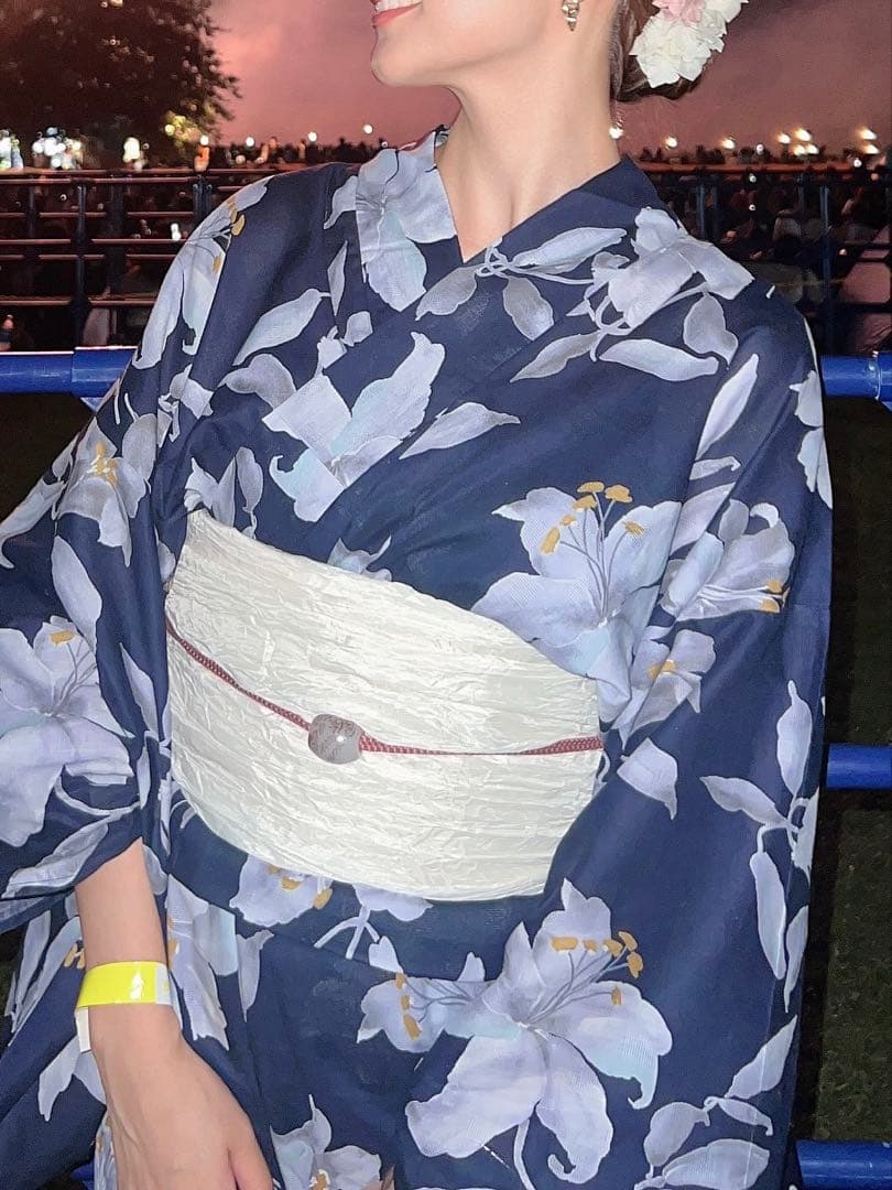 浴衣　紺色　白　兵児帯　帯セット　ディータ