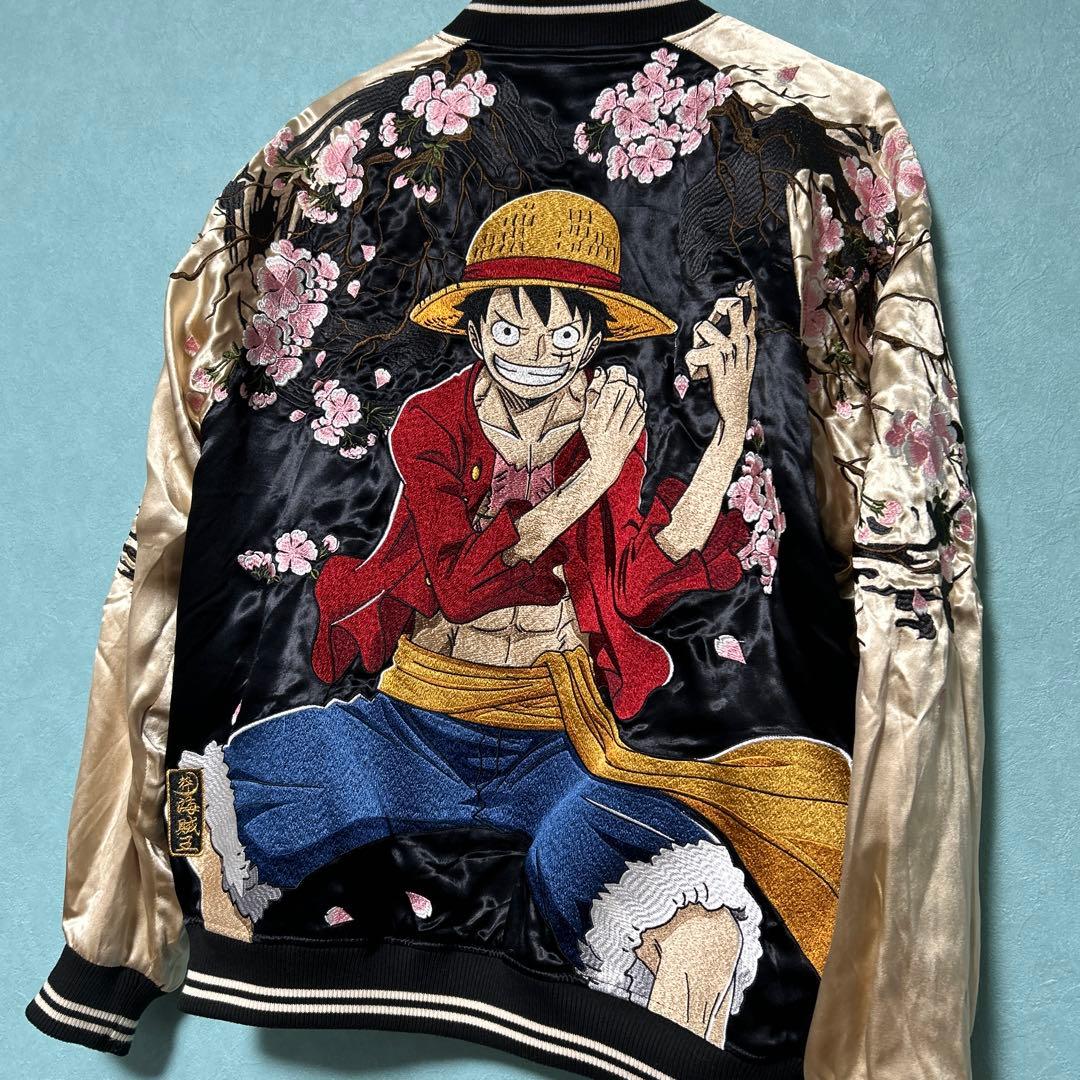 ONE PIECE スカジャン 海賊マーク刺繍　ルフィ