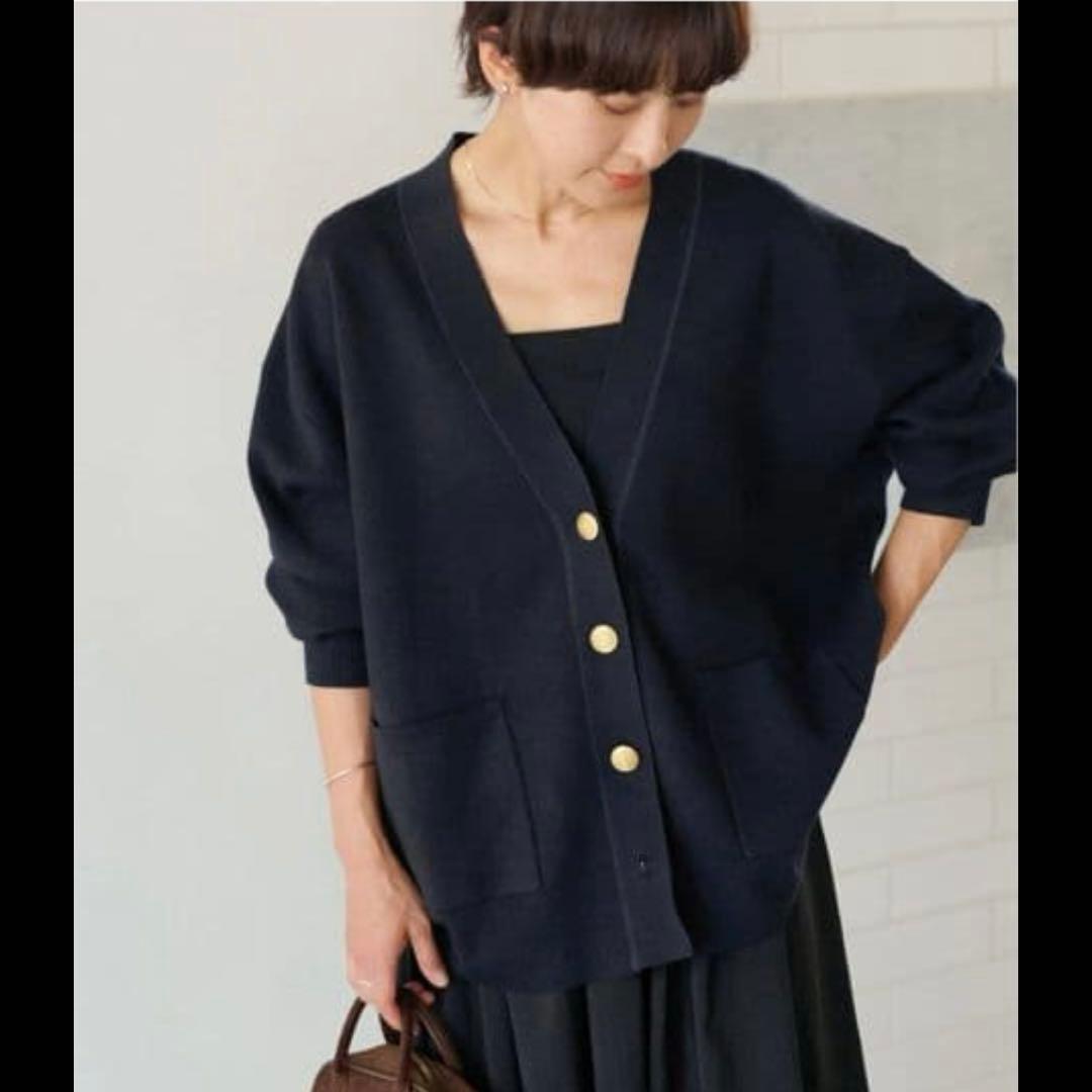 人気ジャーナルスタンダードレリュームコットンカシミヤミックスダブルニットVネック