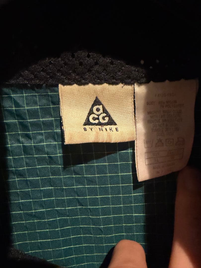 Nike ACG ダークグリーン チェック柄 ナイロンジャケット