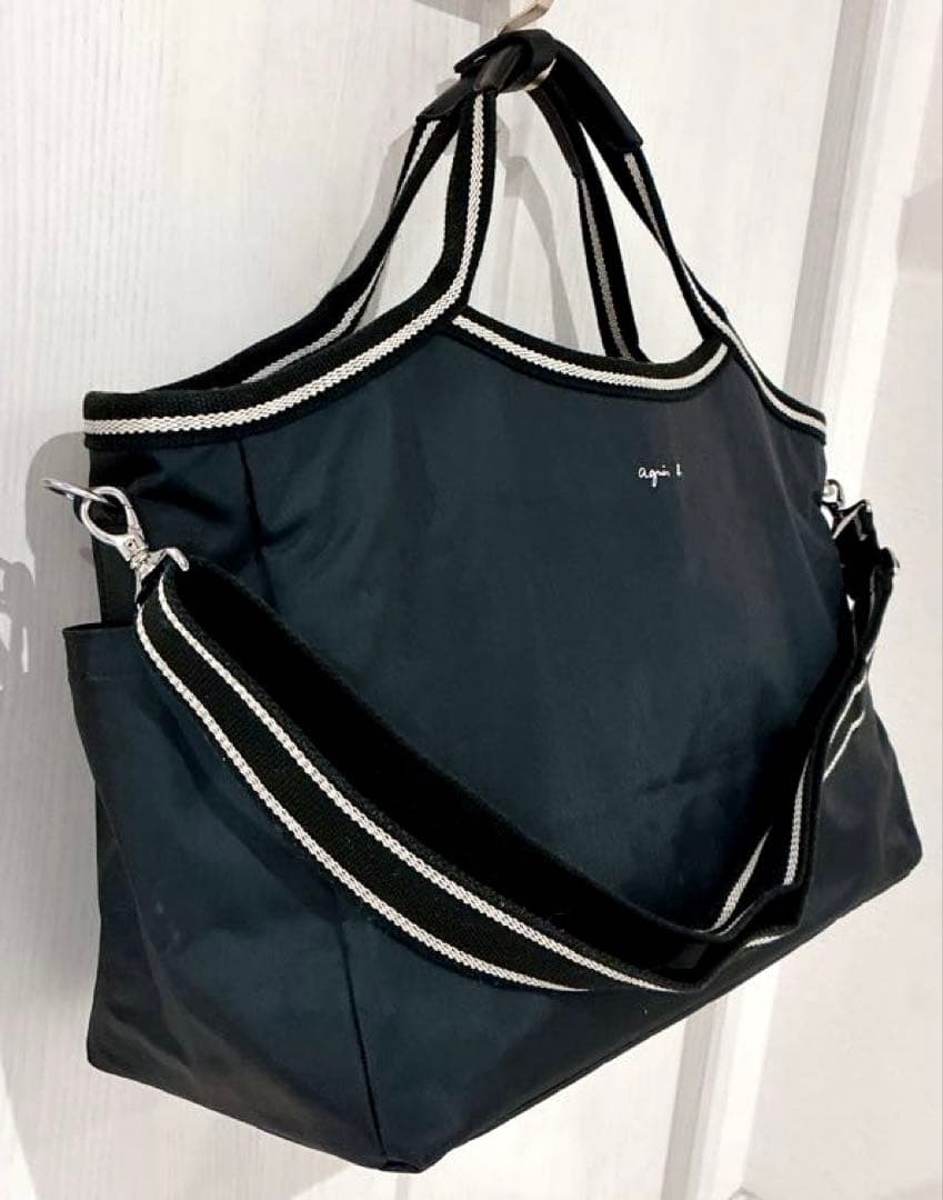 【美品】agnes b. ナイロン　ボストンバッグ　2way 黒