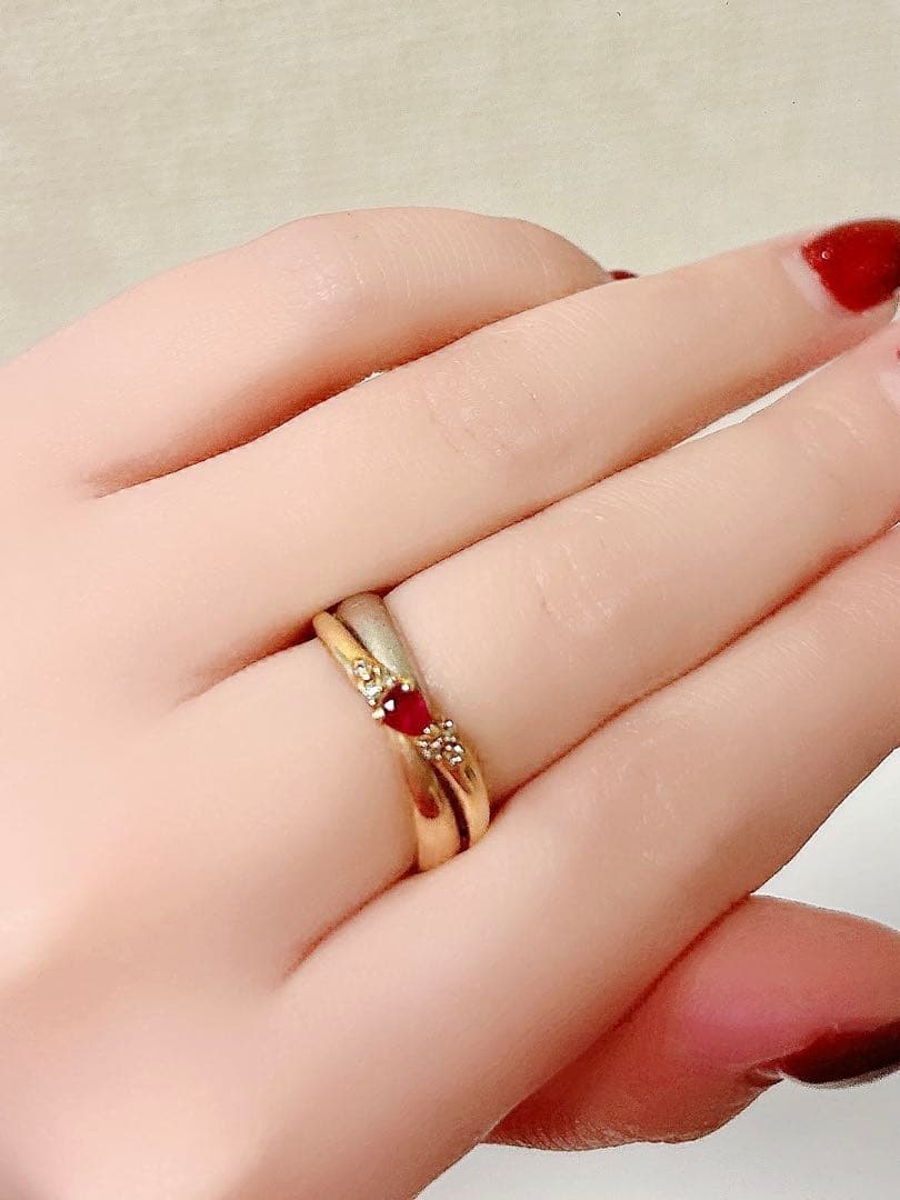 ルビー　ダイヤ　K18 Pt900リング