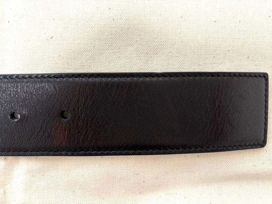 イヴサンローラン ベルト アンティーク加工ロゴ YSL リバーシブル(黒&茶)