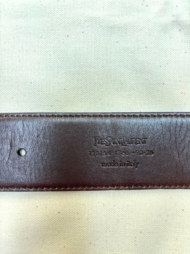 イヴサンローラン ベルト アンティーク加工ロゴ YSL リバーシブル(黒&茶)