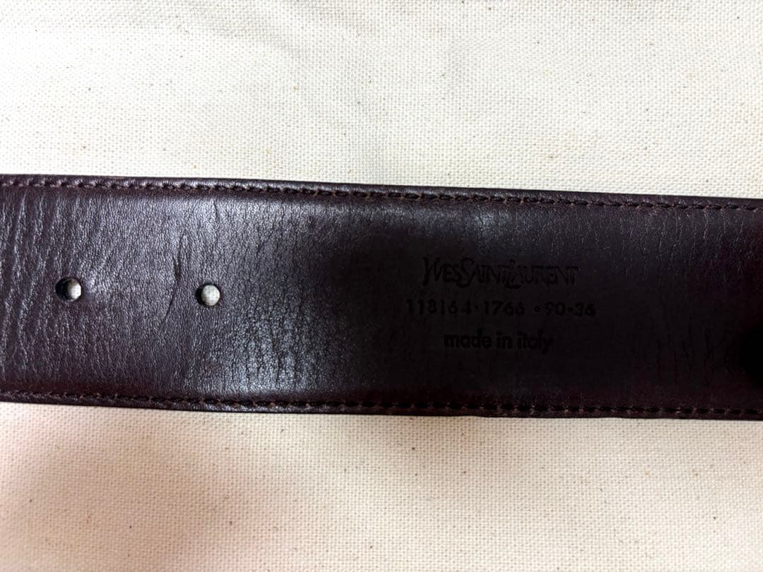 イヴサンローラン ベルト アンティーク加工ロゴ YSL リバーシブル(黒&茶)