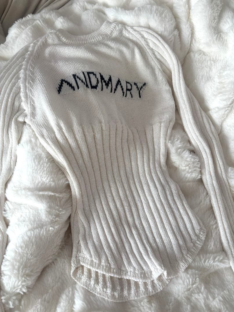 トップス andmary Mary logo knit tops white