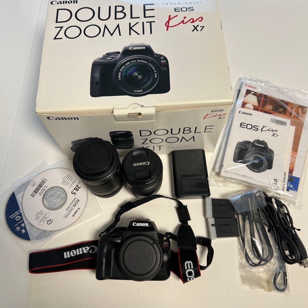 EOS Kiss x7 DOUBLE ZOOM KIT 予備バッテリー付き！