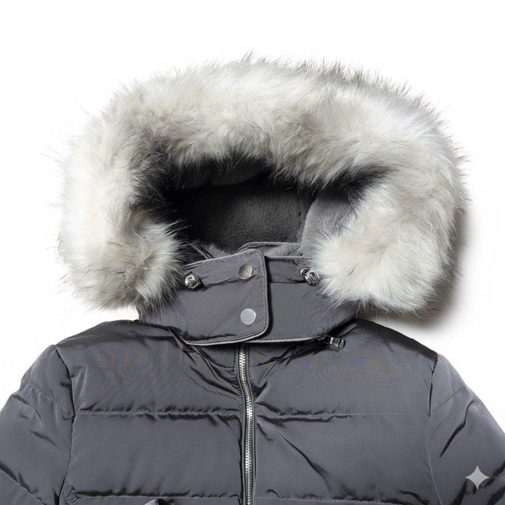 zara ザラ　ダウンジャケット　ファー　短丈　グレー　XS　グレーダックダウン