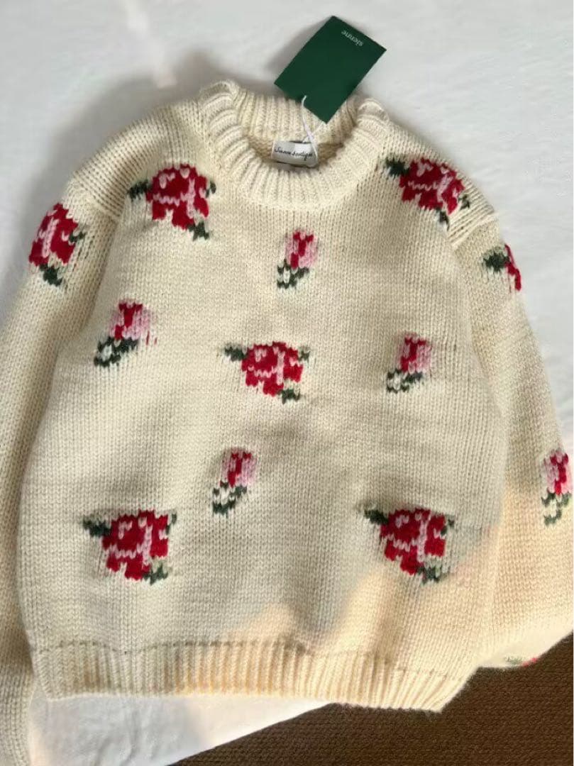 SIENNE ローズ ウール ハンド ニット クリーム