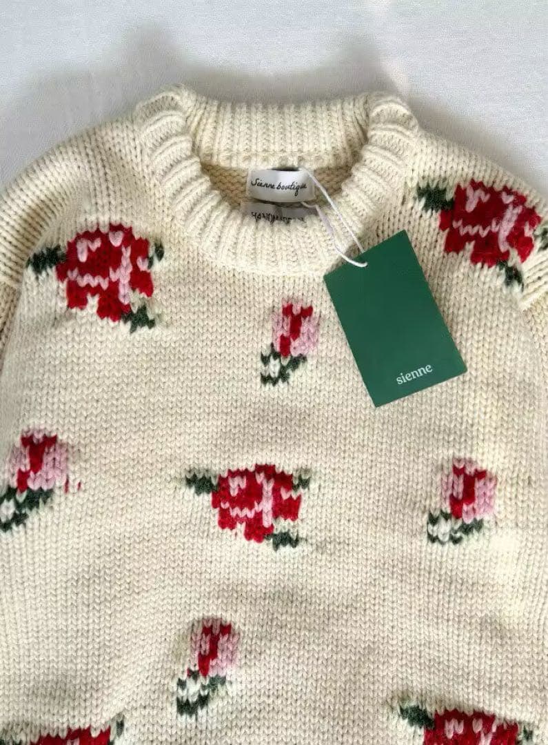 SIENNE ローズ ウール ハンド ニット クリーム