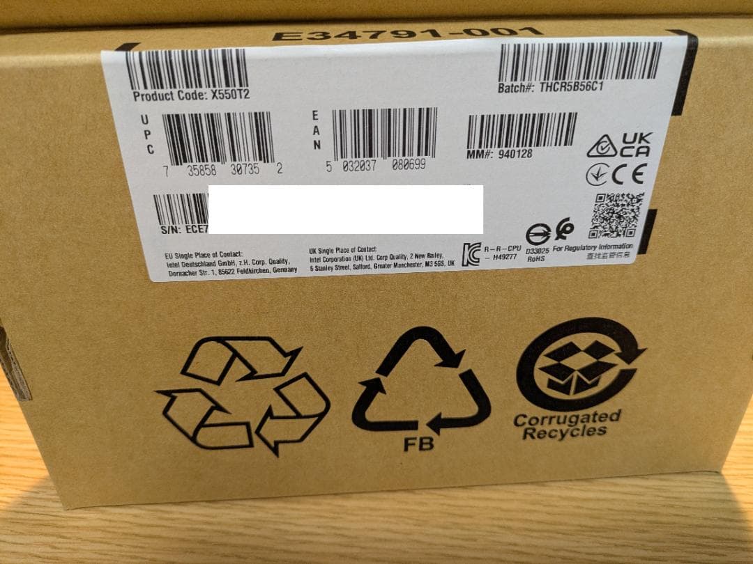 ほぼ新品 Intel純正 10GbE 2ポート LANカード X550-T2