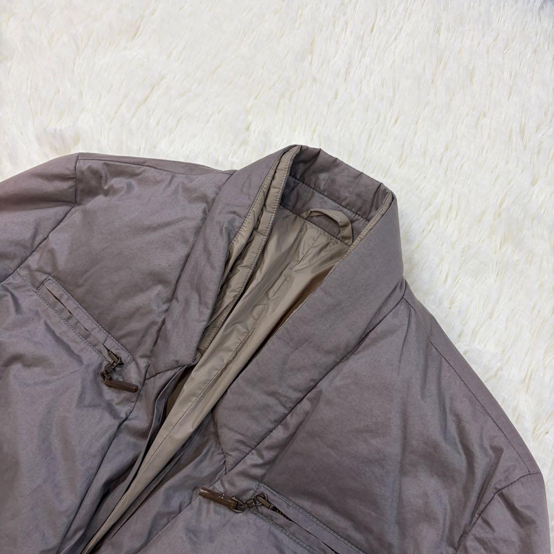 ブルネロクチネリ ショールカラー ライトダウンジャケット リブニット グレージュ