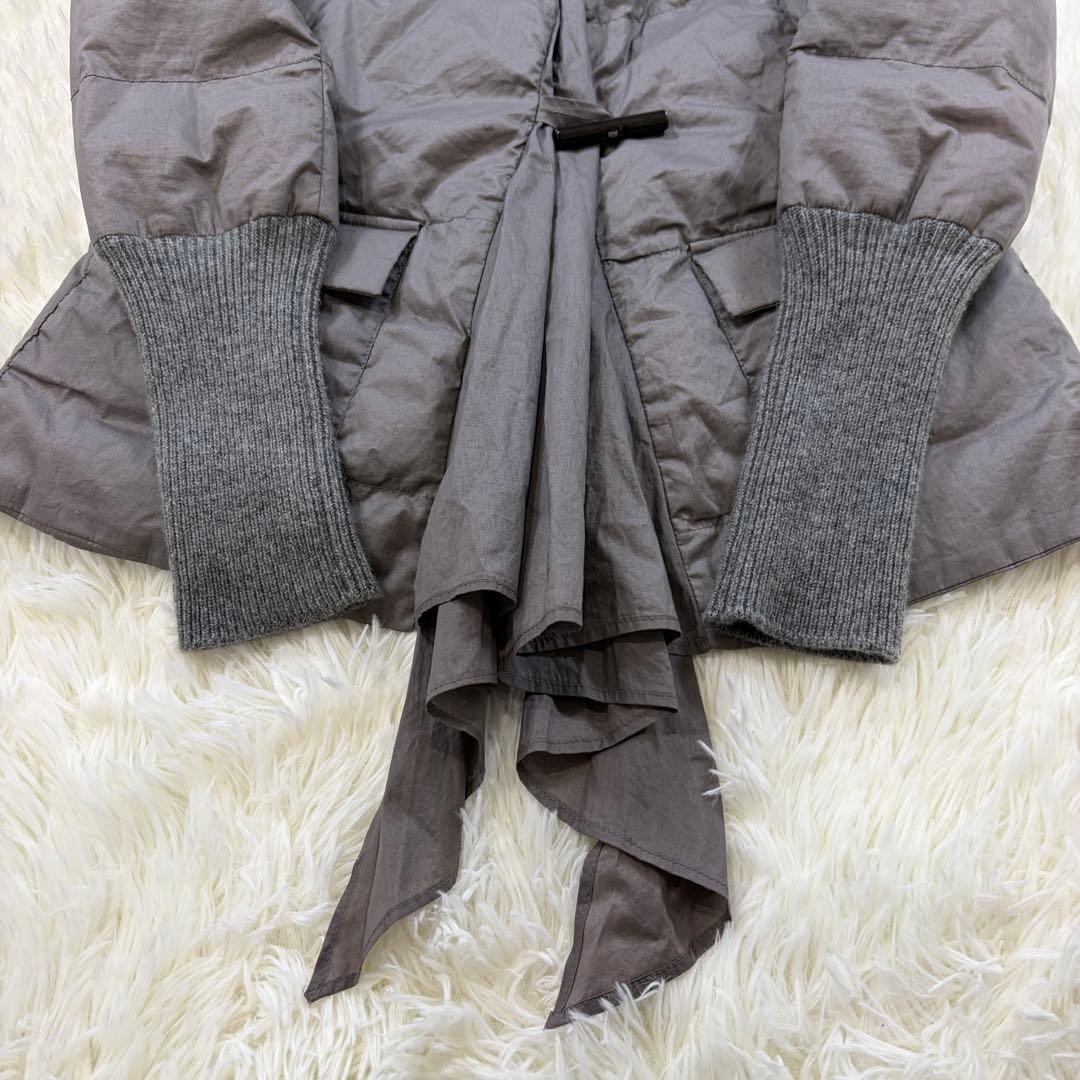 ブルネロクチネリ ショールカラー ライトダウンジャケット リブニット グレージュ