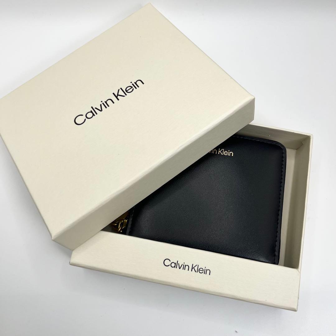 新品未使用★CK 二つ折り財布 カルバンクライン ブラック 箱付 レザー