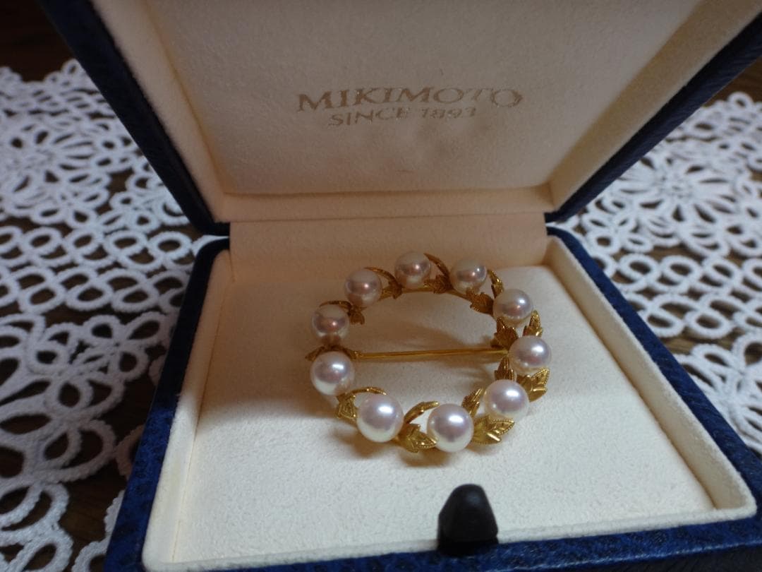 MIKIMOTO 真珠 K18 定番リーフブローチ　SAHKO様