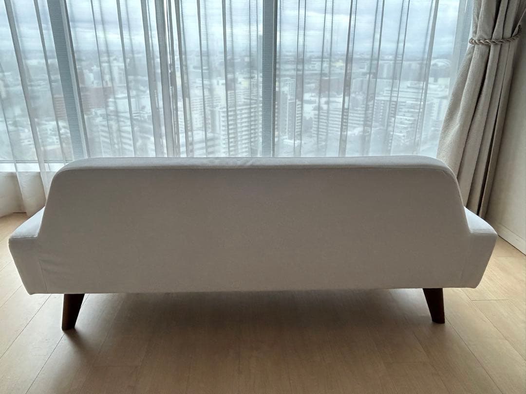 JSK　高級家具POLISソファSOL2P ベージュ/オレンジ替カバー付き