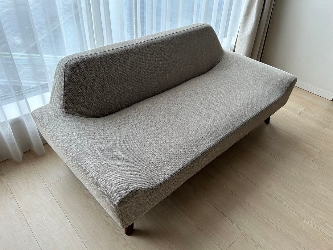 JSK　高級家具POLISソファSOL2P ベージュ/オレンジ替カバー付き