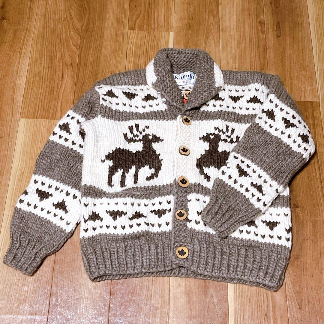 【タグ付き未使用】KANATA カナタ トナカイ柄 カウチンニット セーター