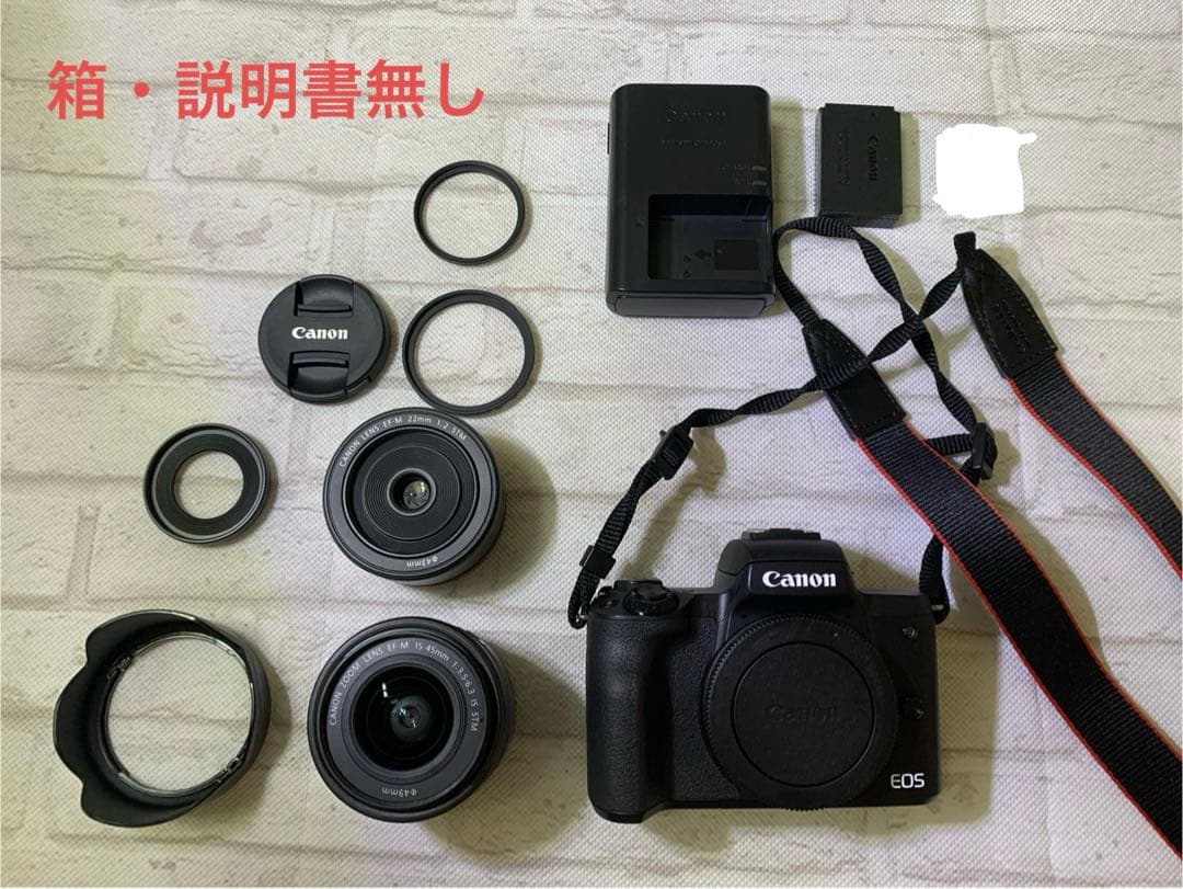 EOSKissMブラック　ダブルレンズ　EF-M15-45mm EF–M22mm