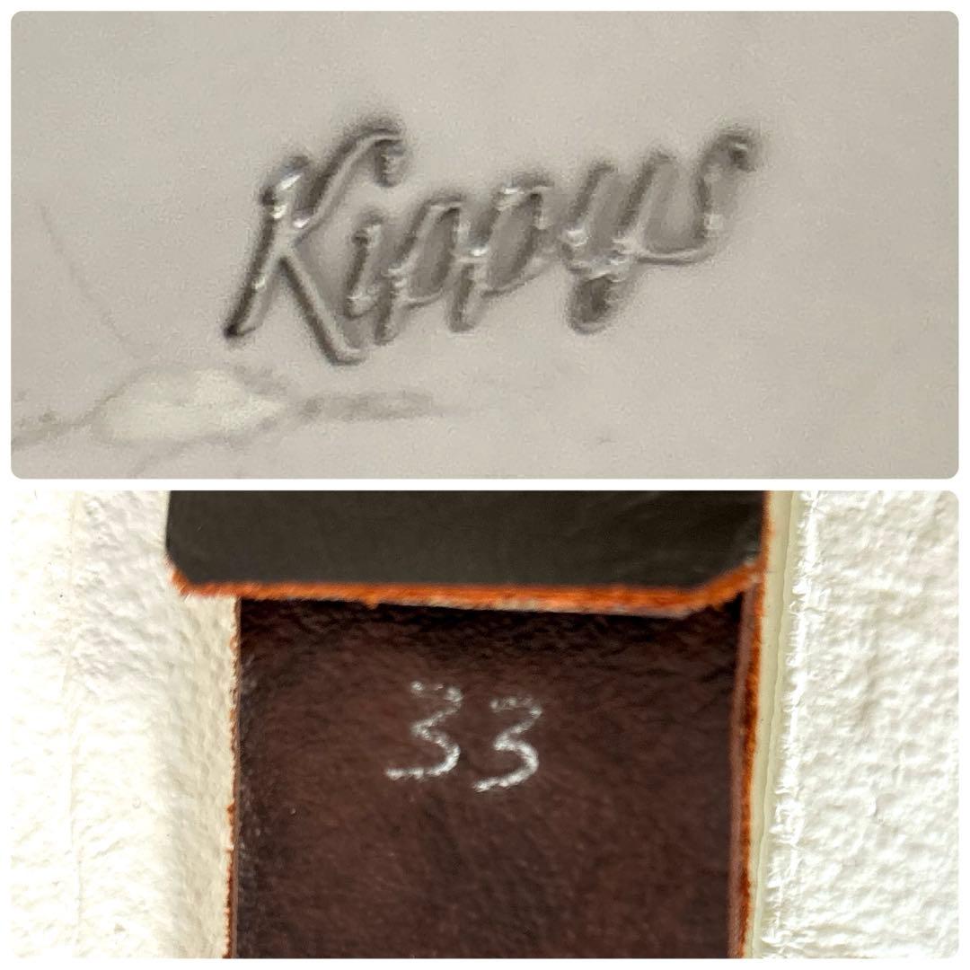 高級✨Kippys スワロフスキー スタッズ 装飾 ブラウンレザーベルト ピンク