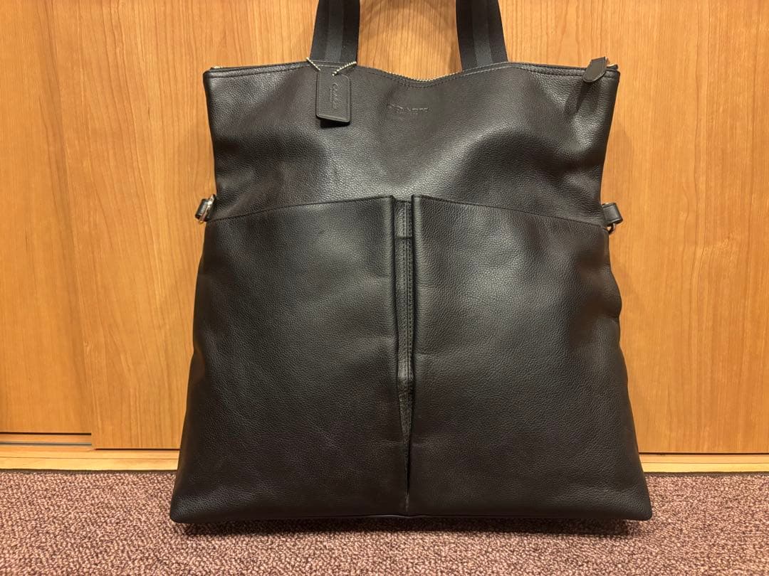COACH コーチ　レザー2waxトートバック　ビジネスバック　黒　1