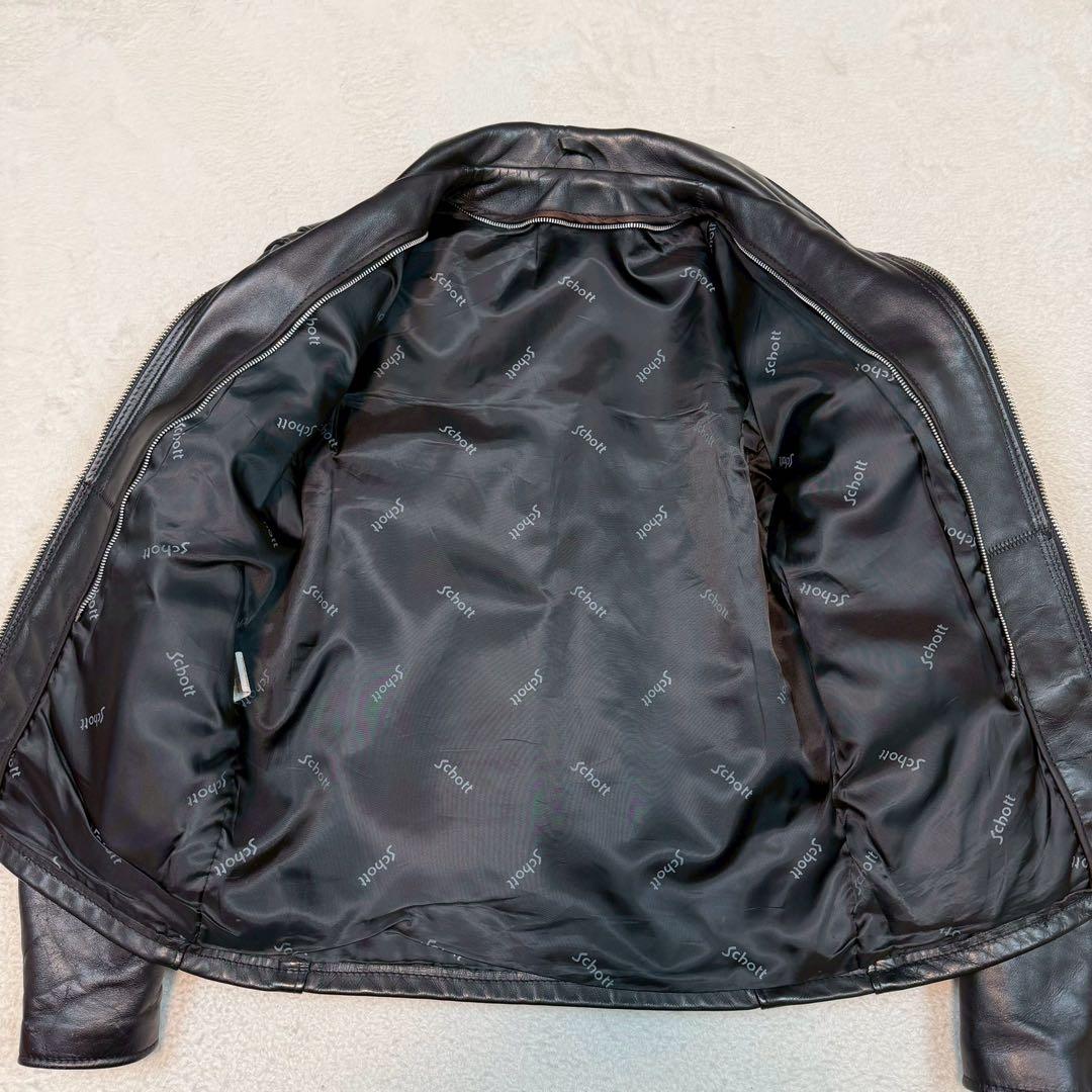 SCHOTT 642 ライダースジャケット USA製 ライナー付 ブラック 襟付