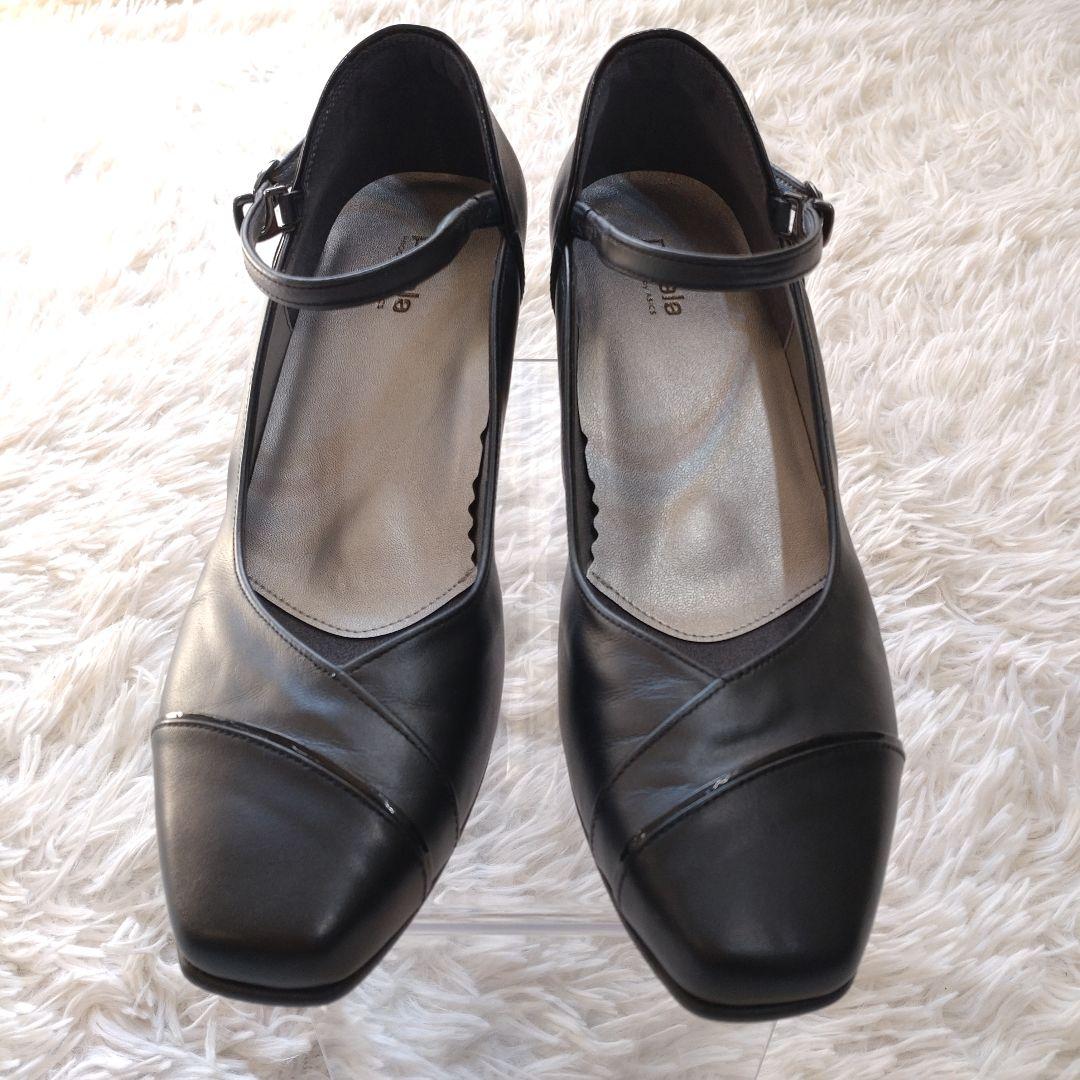 asics WALKING pedala パンプス 24.5㎝ EE 黒 レザー