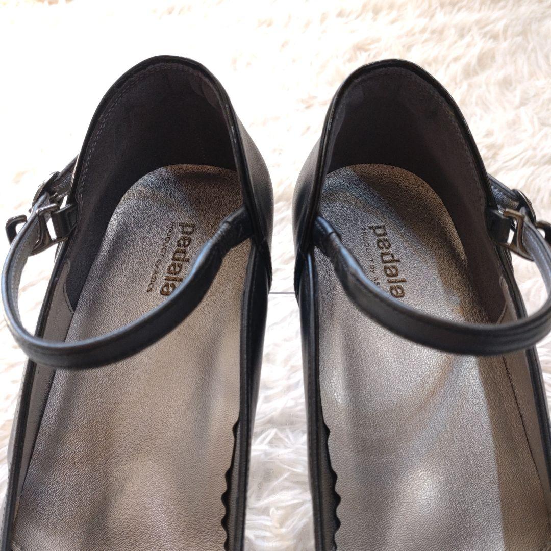 asics WALKING pedala パンプス 24.5㎝ EE 黒 レザー