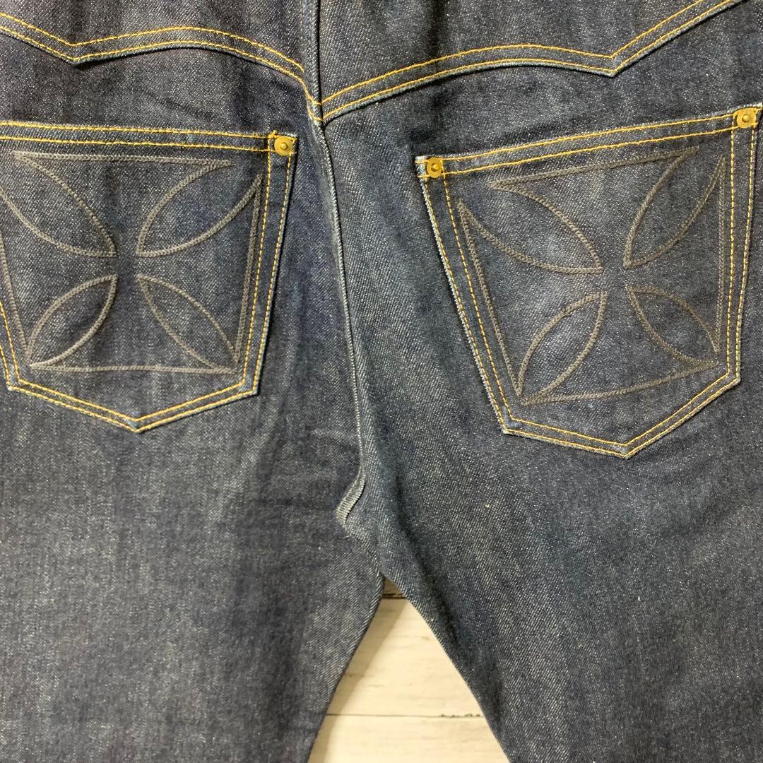 GANGSTERVILLE デニムパンツ アイアンクロス刺繍 インディゴ 32