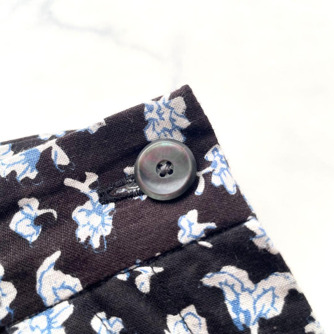 極美品　45R フラワープリントスカート　小花柄　フレア　ロング　コットン