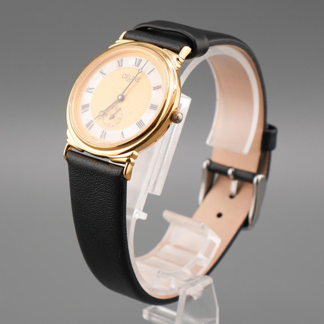 美品 CELINE シェル スモセコ 腕時計 電池新品 新品ベルト クォーツ