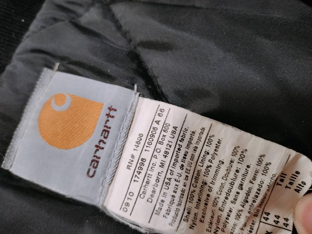 S*h様 カーハート　C03 ダック コート ブラック　44 Tall アメリカ