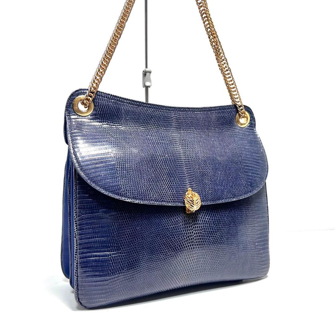 【良品】NOEL VOGUE /リザード/Wチェーン/ワンショルダーバッグ