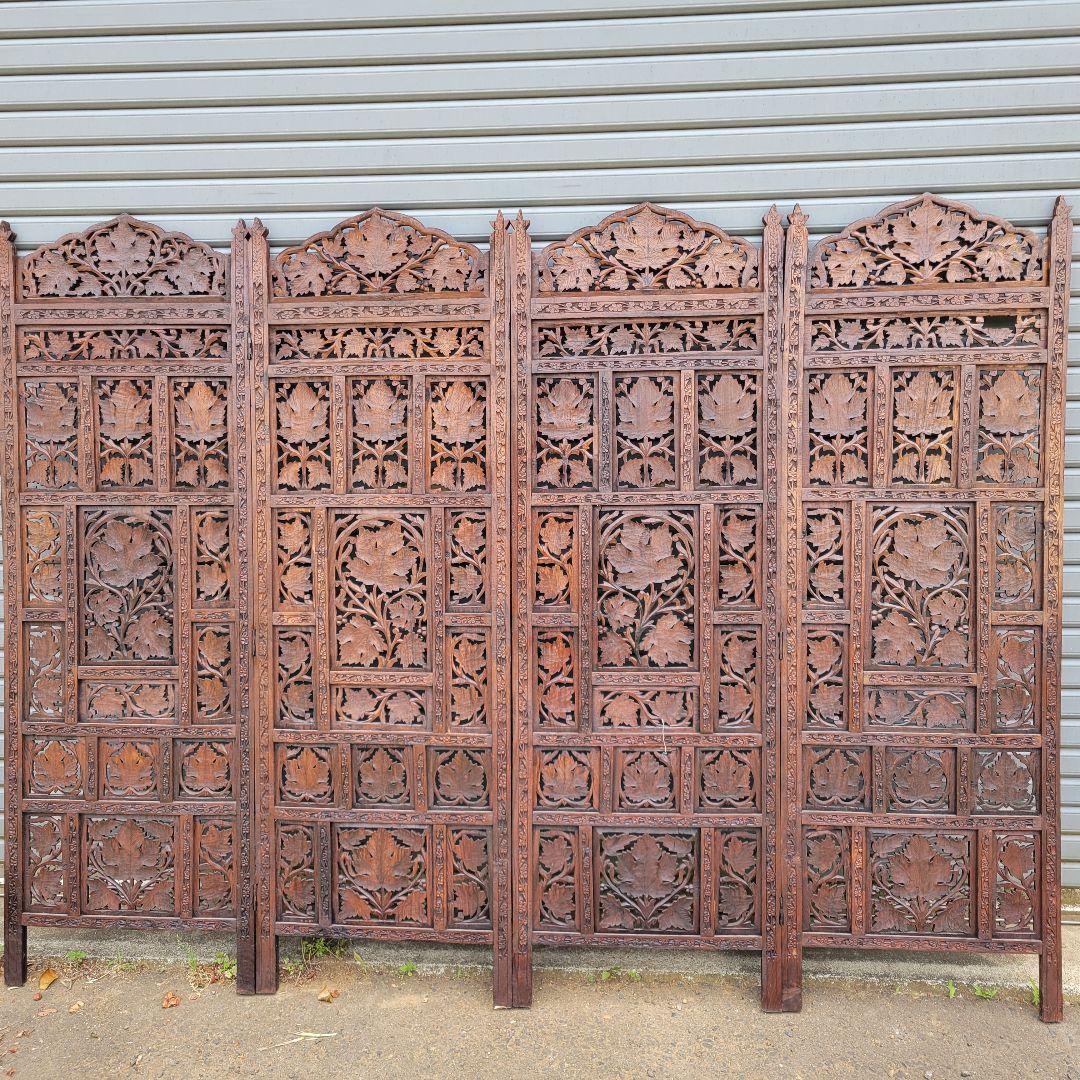 m*a様 アジアンパーテーション　ヴィンテージ　木製　手彫り