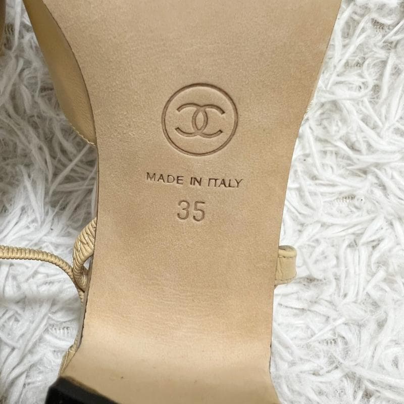 未使用 CHANEL パンプス スリングバック ベージュ ココマーク