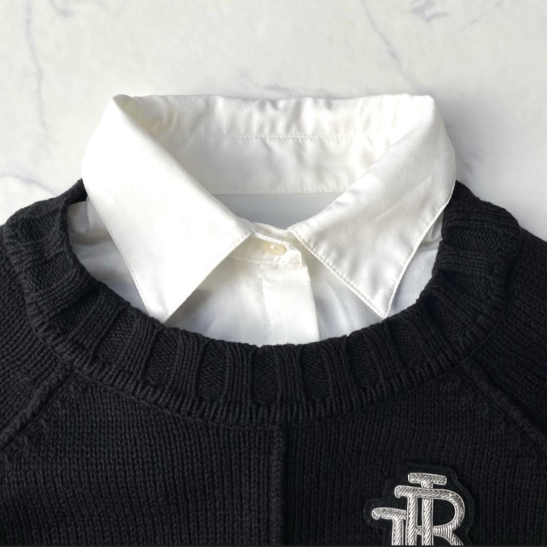 LAUREN RALPH LAUREN シャツドッキングニット ブラック XS